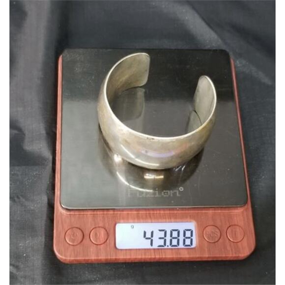 VTG Navajo Hyson Craig Signed Sterling Silver Wide Plain Cuff Bracelet 6.25” - Picture 7 of 8